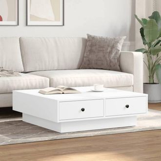 Berkfield Home Durable Coffee Table White 90x90x28 cm Engineered Wood | Size: 90 x 90 x 28 cm
