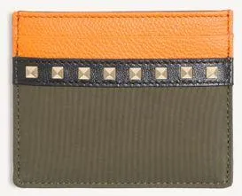 Valentino Garavani Porta carte Stud Up Valentino Garavani in Nylon e Vitello Granato Uomo OLIVE GREEN/ARANCIONE UNI