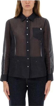Tory Burch Gestreept katoenen overhemd - Dames - Overhemden - Blauw - XS - Katoen - Overhemden