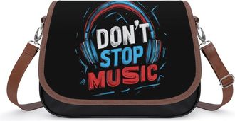 Generic Dont Stop Music Crossbody Bag Womens Handbag PU Message Bags Shoulder Purse with Adjustable Strap