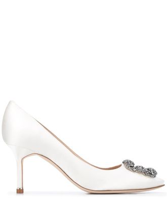 Manolo Blahnik Pumps Hangisi con decorazione - Bianco