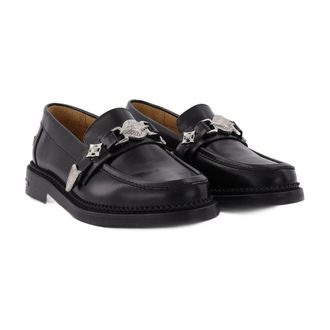 Toga Archives Womens Loafers Black Polido Cowhide Shoes Flat-shoes