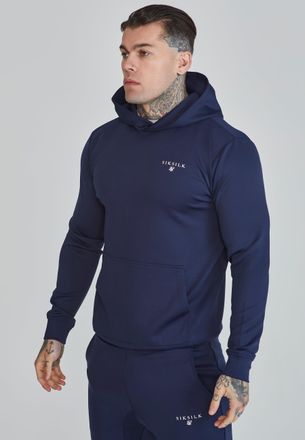 Siksilk Sudadera con capucha poli esencial azul marino para hombre SikSilk M