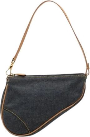 Dior Pre-owned Saddle Baguette - Dames - Vintage Schoudertas - Blauw - ONE Size - Leer - Vintage