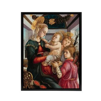 Artery8 Madonna & Child with Angels Botticelli Framed Canvas Wall Art | Size: W24 x H32