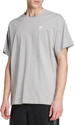 adidas Trefoil Essentials Oversize Cotton T-Shirt in Medium Grey Heather/White at Nordstrom, Size Xx-Large