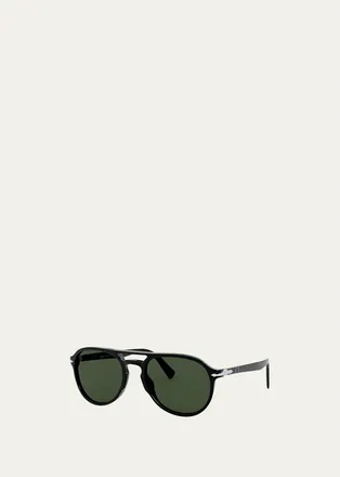 Persol Mens 55mm Double-Bridge Acetate Aviator Sunglasses