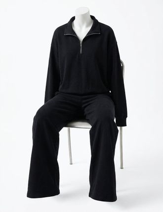 Z Supply Downtown Half Zip Sweatshirt In Black