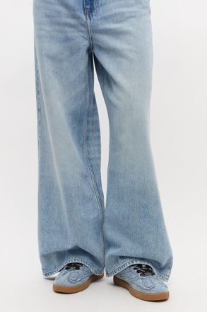 Ganni 08 Denim Raw Edge Sneakers in Light Blue Vintage Responsible Size 2 Cotton/Cotton Womens