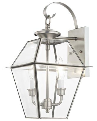 Livex Lighting 2-Light Brushed Nickel Outdoor Wall Lantern
