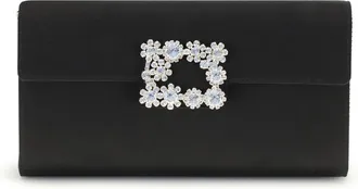 Roger Vivier Womens Clutch Efflorescence Pochette Black Satin Viscose Shoulder Bags