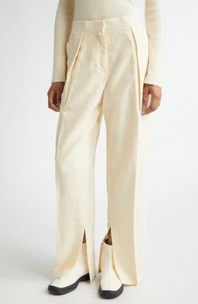 Jil Sander Pleated Velveteen Trousers in Dune at Nordstrom Rack, Size 10 Us / 40 Eu