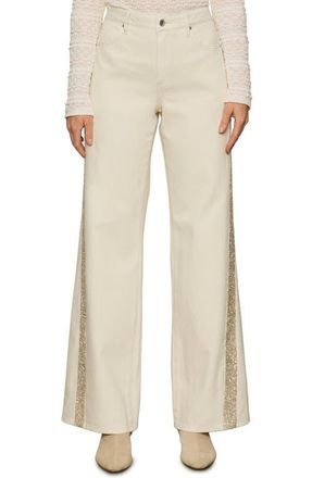 Sanctuary Cadence Shimmer Side Stripe High Waist Jeans in Vanilla Creme at Nordstrom, Size 26