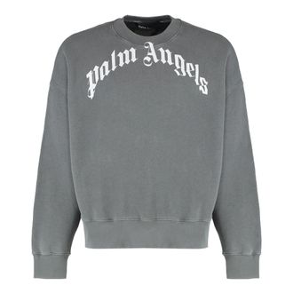 Palm Angels Hoodies & sweatvesten, Heren, Grijs, 2Xl, Katoen, Logo Crew Neck Sweatshirt