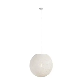 QAZQA Qazqa R&uacute;stico L&aacute;mpara Colgante R&uacute;stica Blanca 60 Cm - Corda Papel /acero Redonda /esfera Adecuado Para Led Max. 1 X 60 Watt