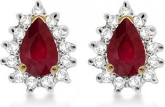 Allurez Ruby & Diamond Teardrop Earrings 14k Yellow Gold (1.10ctw)