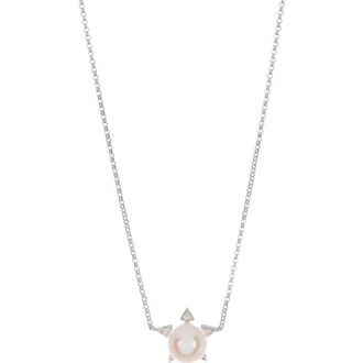 Ron Hami 14K White Gold Diamond & Freshwater Pearl Star Pendant Necklace - 0.06ct. in White Gold/diamond/pearl at Nordstrom Rack