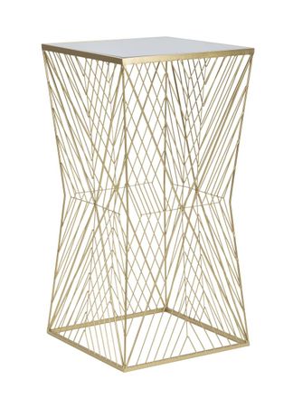 Mauro Ferretti Mesa auxiliar de metal dorado y espejo 50x50x100 cm