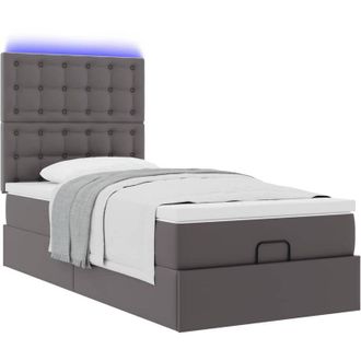 vidaXL Estructura Cama Otomana Colch&oacute;n Cuero Sint&eacute;tico Gris 80x200cm Vidaxl