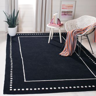 Safavieh Bella Hand Made Area Rug, Black / Ivory Contemporary Style Non-Shedding