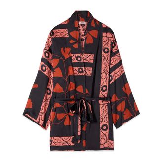 Oltre Overhemden, Dames, Zwart, S/M, Satijn, Viscose Satijnen Kimono