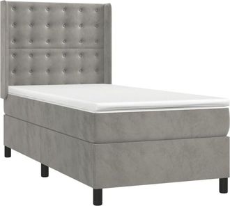 vidaXL Cama Box Spring Colch&oacute;n Y Led Terciopelo Gris Claro 100x200 Cm Vidaxl