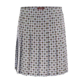 Max Mara Short Skirts, female, Blue, Size: 3XS Pleated Midi Skirt with Geometric Print