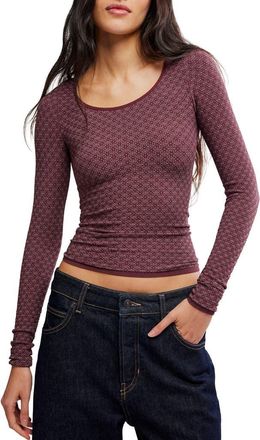 Free People Love Letter Long Sleeve Top in Vintage Grape at Nordstrom, Size Medium