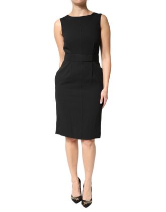 Dolce & Gabbana Black Sleeveless Sheath Knee Length Womens Dress