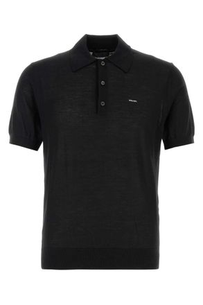 Prada Black Shirt Collar Polo