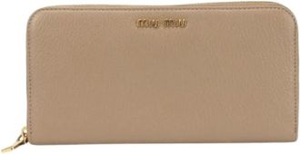 Miu Miu Pre-owned Leren Portemonnee - Dames - Vintage Accessoires - Beige - ONE Size - Leer - Vintage