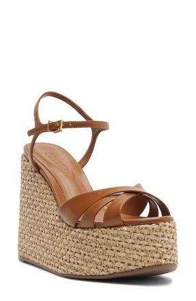 Schutz Keefa Platform Wedge Ankle Strap Sandal in Burnt Honey at Nordstrom, Size 5.5