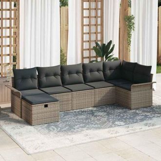 vidaXL Vidaxl - Conjunto De Sof&aacute; De Jard&iacute;n 7 Pcs Gris 297.5 X 132.5 X 85 Cm