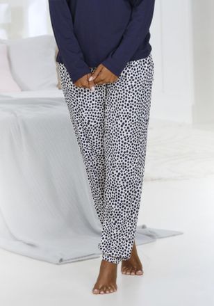 Vivance Pyjamahose VIVANCE DREAMS, Damen, Gr. 32/34, N-Gr, bunt (rosa, schwarz, gepunktet), Single Jersey, Obermaterial: 50% Baumwolle, 50% Viskose, gepunktet