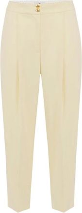 Elisabetta Franchi Cropped Trousers, female, Yellow, Size: M Elegant Lemonade Straight Leg Trousers