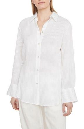 Vince Pinstripe Shirt in Optic White/Black St at Nordstrom Rack, Size Xx-Small