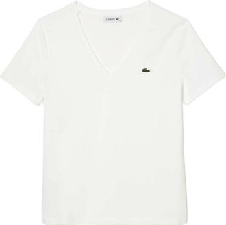 Lacoste Dames/Dames V Hals Los Hals T-shirt (Wit)