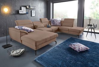 Sit&more Wohnlandschaft »Percy U-Form« 15 cm Fusshöhe, Sitztiefenverstellung, wahlweise in 2 Fussfarben