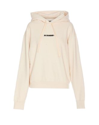 Jil Sander WomanS White Cotton Hoodie With Logo Print