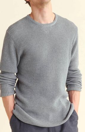Billy Reid Mini Waffle Crew Top In Grey
