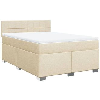 vidaXL Vidaxl - Cama Box Spring Con Colch&oacute;n Tela Color Crema 160x200 Cm