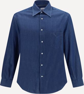 Brunello Cucinelli Camicia in denim leggero Man XL