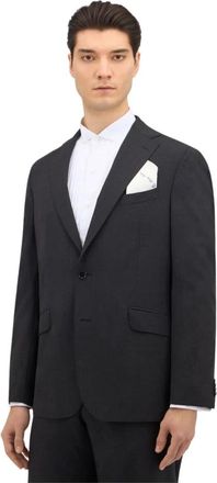 Brooks Brothers Donkergrijze Stretch Blazer van Maagdelijke Wol - Heren - Blazers - Grijs - L - Wol - Jassen