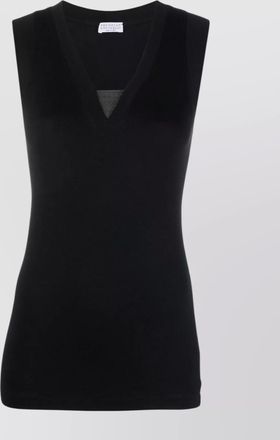 Brunello Cucinelli cotton blend sleeveless v-neck tank