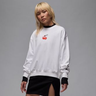 Nike Jordan Womens Jordan Brooklyn Fleece Crew-Neck Sweatshirt in White | HV9370-100