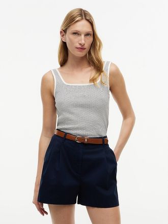 Tommy Hilfiger Womens Striped Pointelle Square-Neck Tank Top - White - XXL