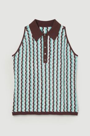 Karen Millen Womens Plus Size Knit Contrast Collar Pointelle Sleeveless Midi Top - Pink viscose - Size X-Large