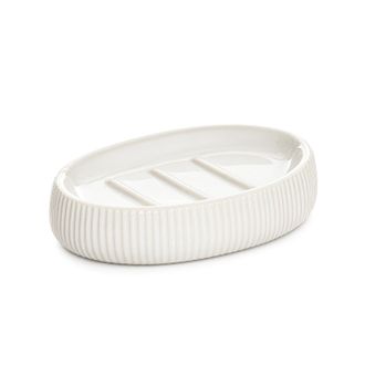 KASANOVA Porta sapone rigato in ceramica, bianco