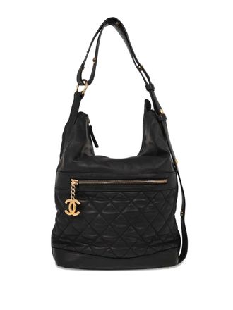 Chanel 2018-2019 schoudertas met logo bedel - Zwart