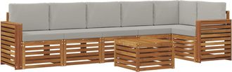vidaXL Conjunto De Sof&aacute;s De Exterior 7 Uds. Gris Natural Y Claro Vidaxl